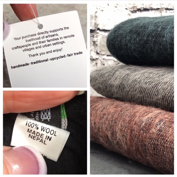 Christmas Red-y Fingerless Gloves Wool From Nepal - Picture 7 of 7